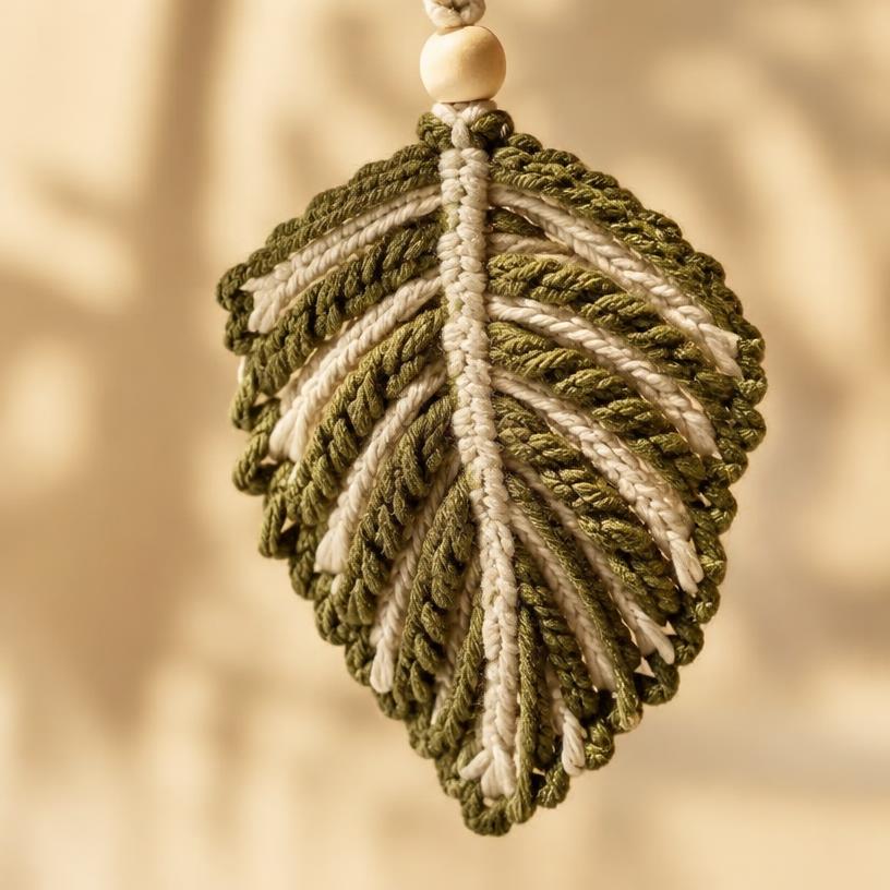 Woven leaf charm