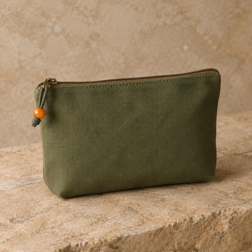 Olive zip pouch